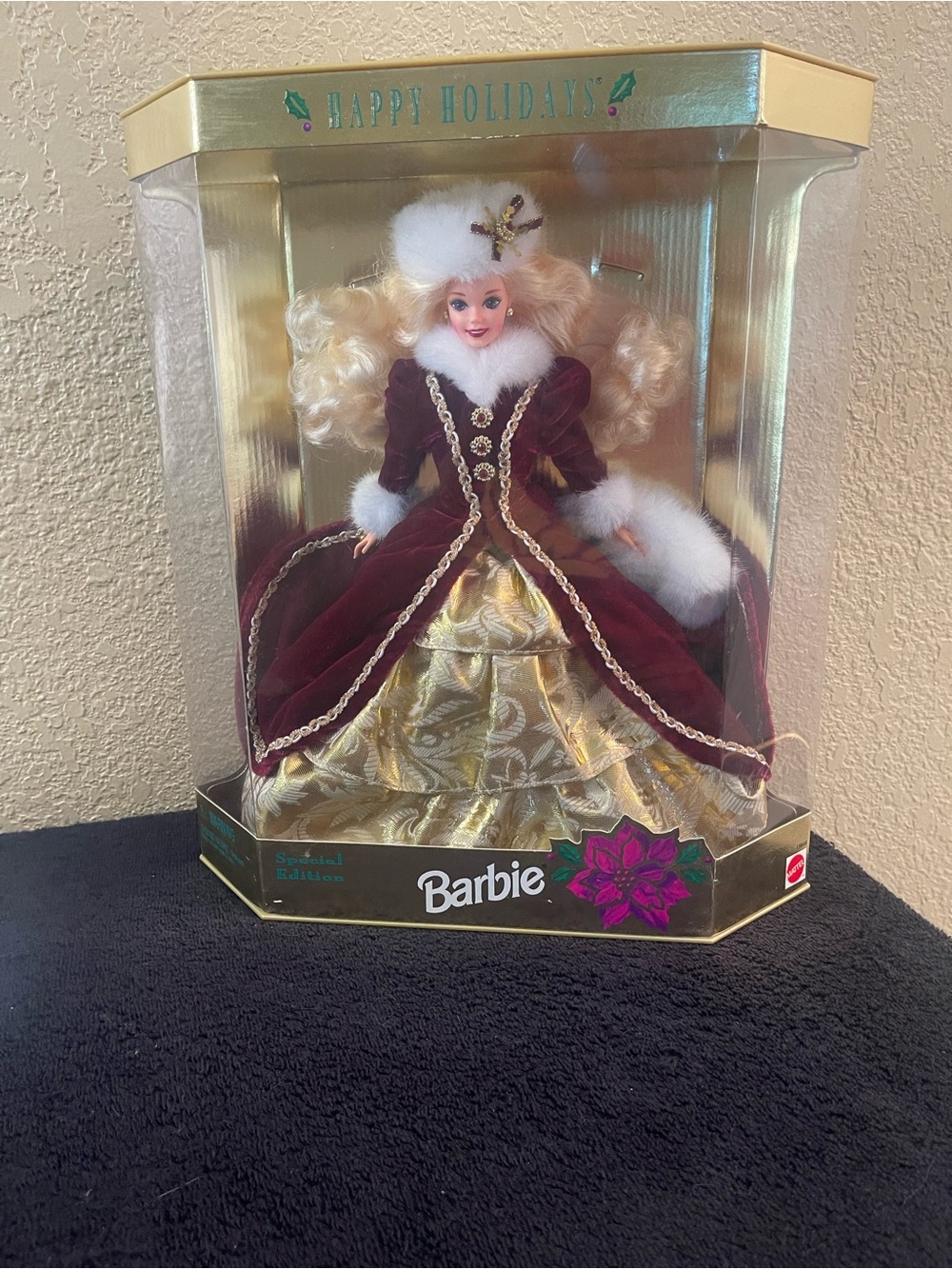 Barbie Burgundy Velvet & Gold Holiday Collector Doll holiday, Barbie
